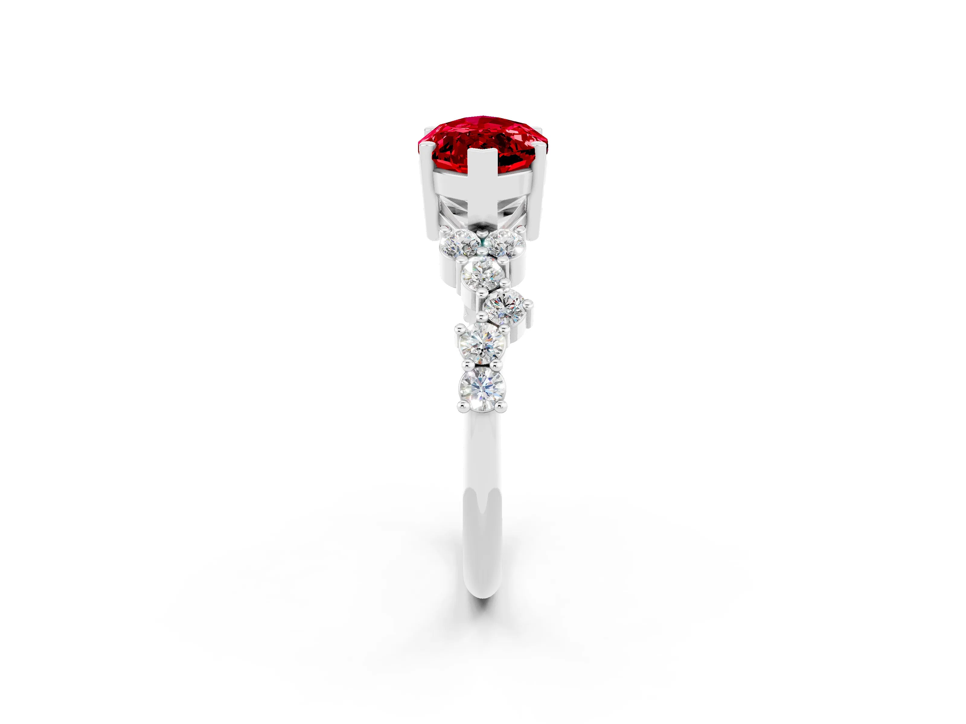 White gold Marquise Cut Diamond Cluster Pavé Band with Four-Prong Setting_2