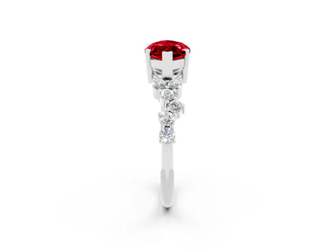 White gold Marquise Cut Diamond Cluster Pavé Band with Four-Prong Setting_2