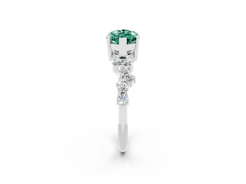 White gold Marquise Cut Diamond Cluster Pavé Band with Four-Prong Setting_2