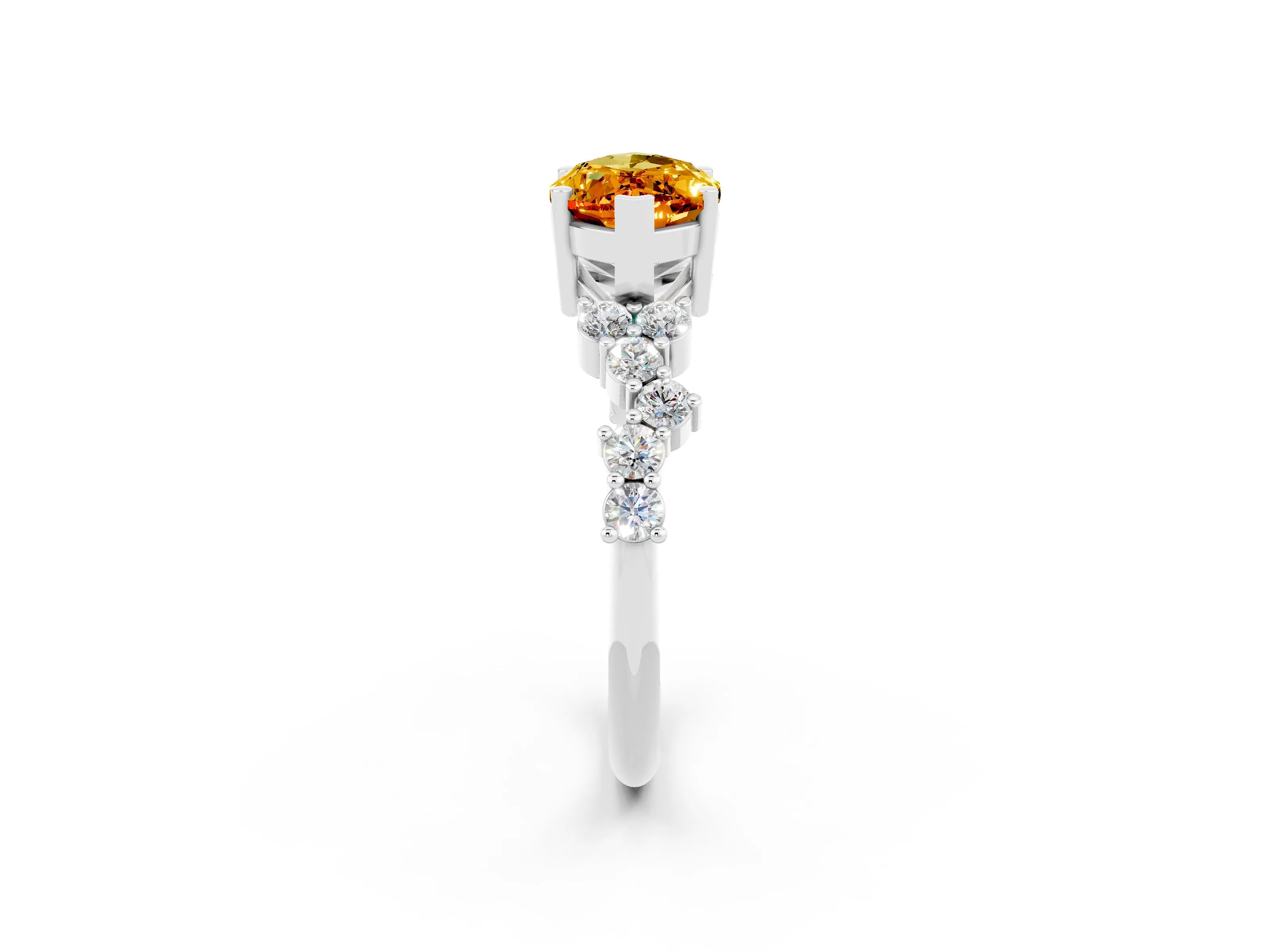 White gold Marquise Cut Diamond Cluster Pavé Band with Four-Prong Setting_2