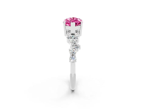 White gold Marquise Cut Diamond Cluster Pavé Band with Four-Prong Setting_2