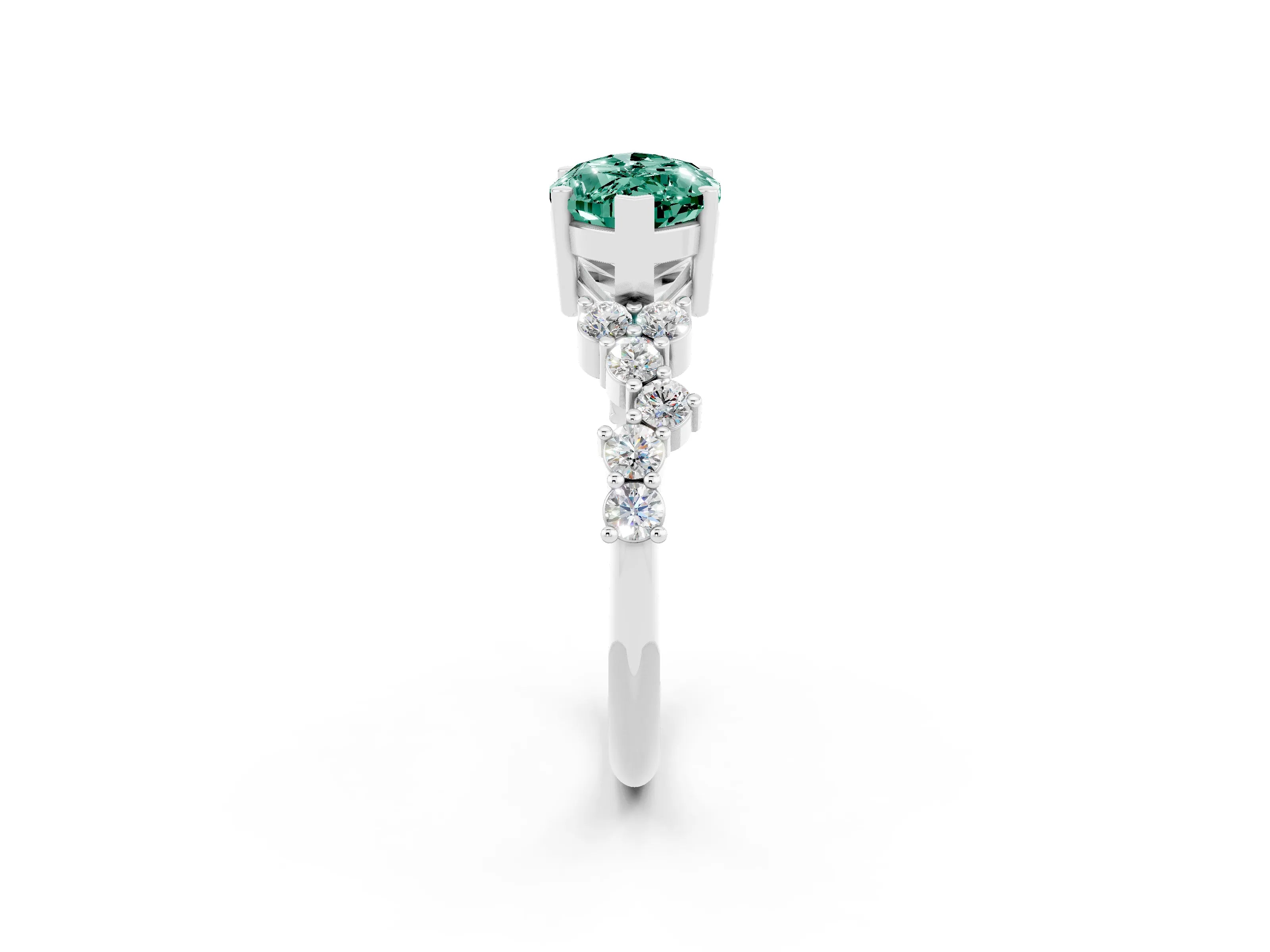 White gold Marquise Cut Diamond Cluster Pavé Band with Four-Prong Setting_2