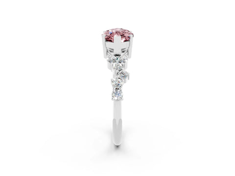 White gold Marquise Cut Diamond Cluster Pavé Band with Four-Prong Setting_2