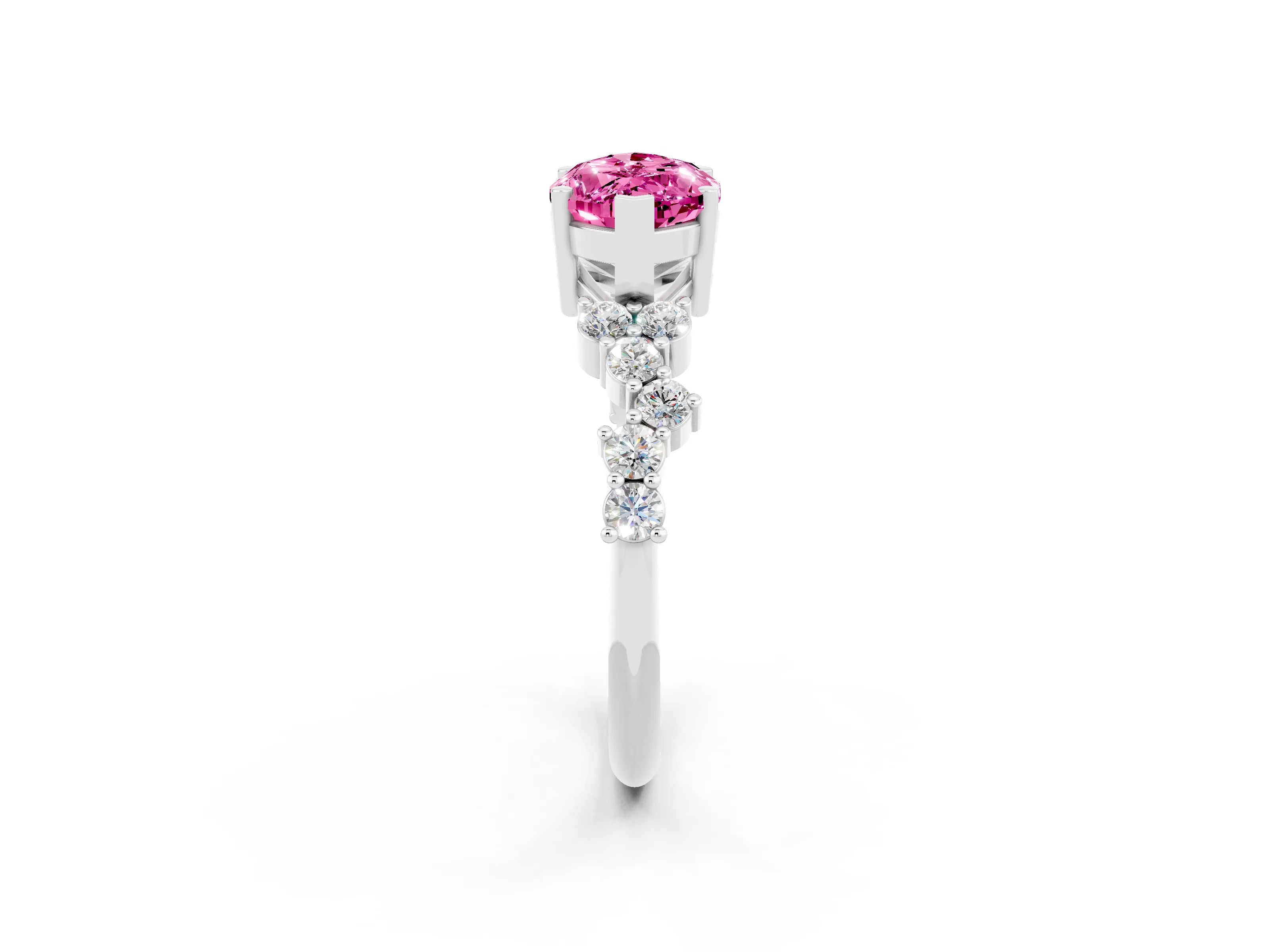 White gold Marquise Cut Diamond Cluster Pavé Band with Four-Prong Setting_2