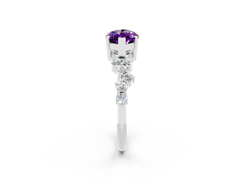 White gold Marquise Cut Diamond Cluster Pavé Band with Four-Prong Setting_2