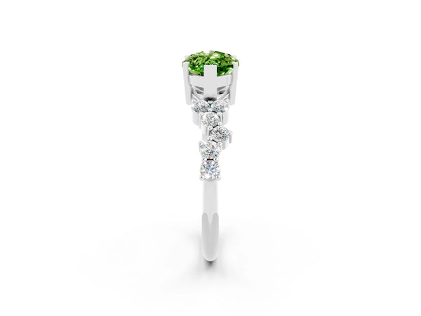 Silver Marquise Cut Diamond Cluster Pavé Band with Four-Prong Setting
