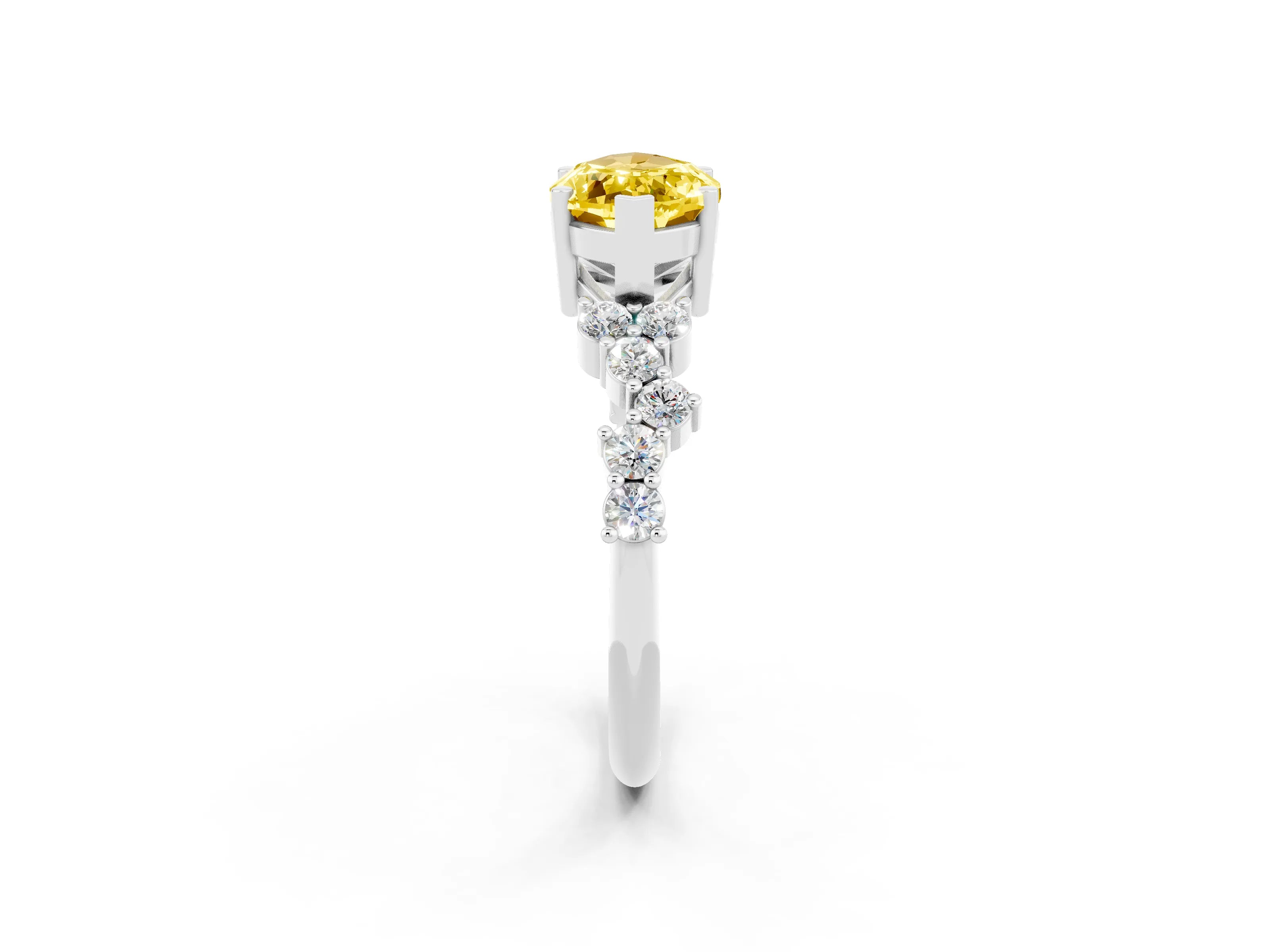 White gold Marquise Cut Diamond Cluster Pavé Band with Four-Prong Setting_2