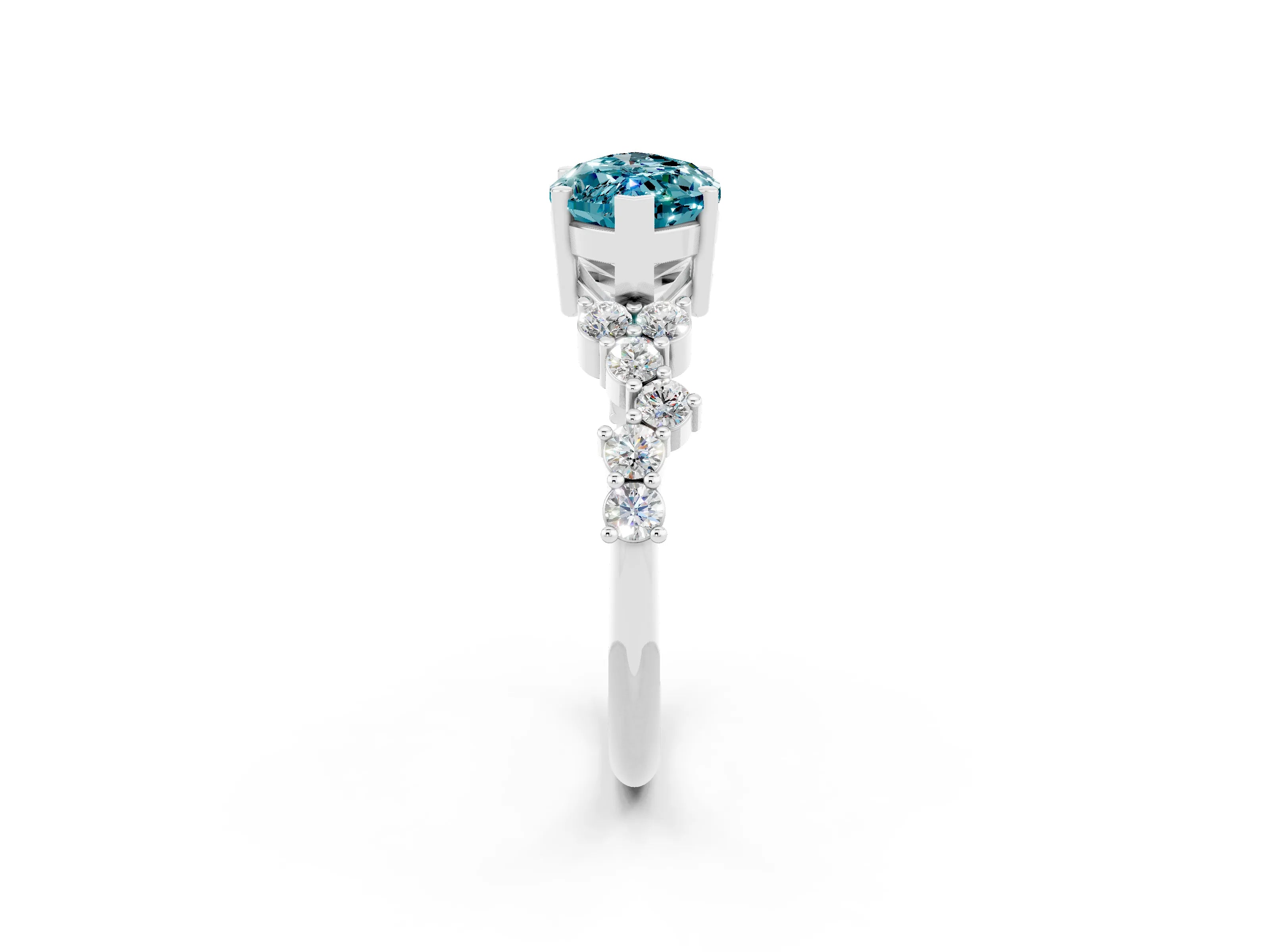 White gold Marquise Cut Diamond Cluster Pavé Band with Four-Prong Setting_2
