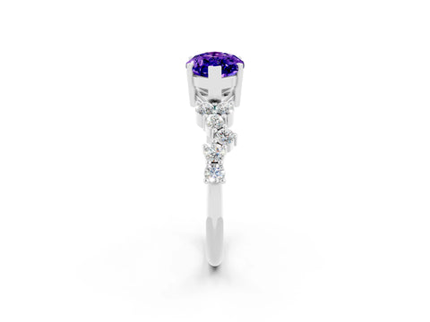 White gold Marquise Cut Diamond Cluster Pavé Band with Four-Prong Setting_2