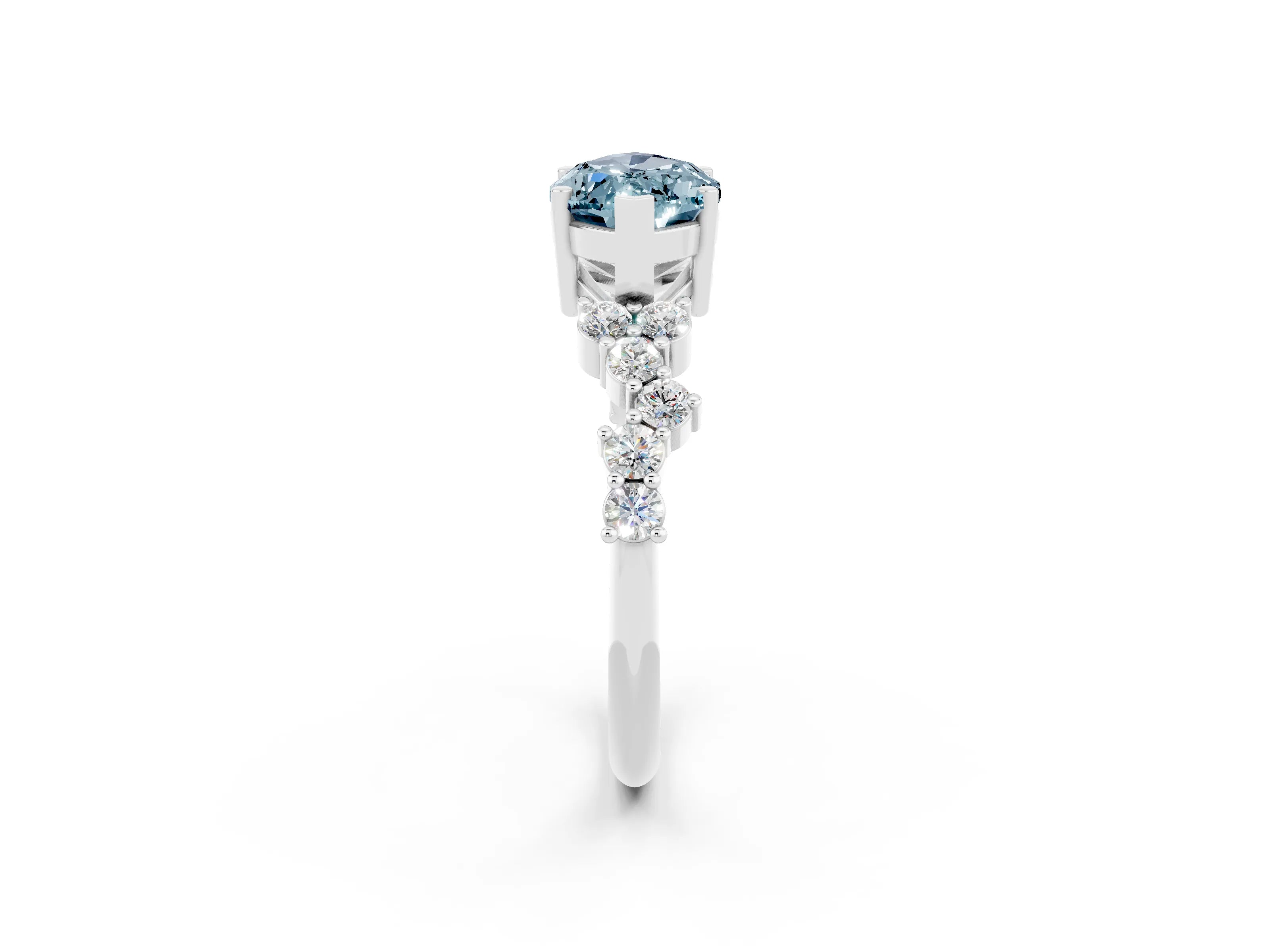 White gold Marquise Cut Diamond Cluster Pavé Band with Four-Prong Setting_2