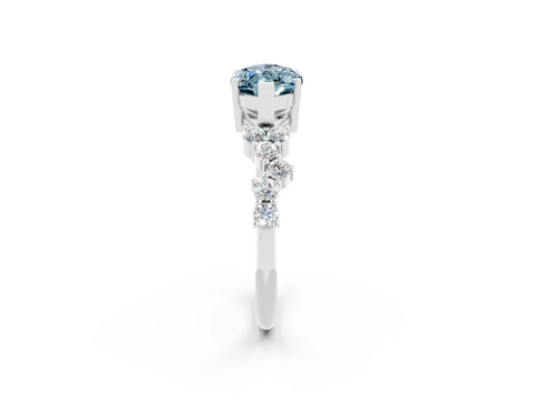 White gold Marquise Cut Diamond Cluster Pavé Band with Four-Prong Setting_2