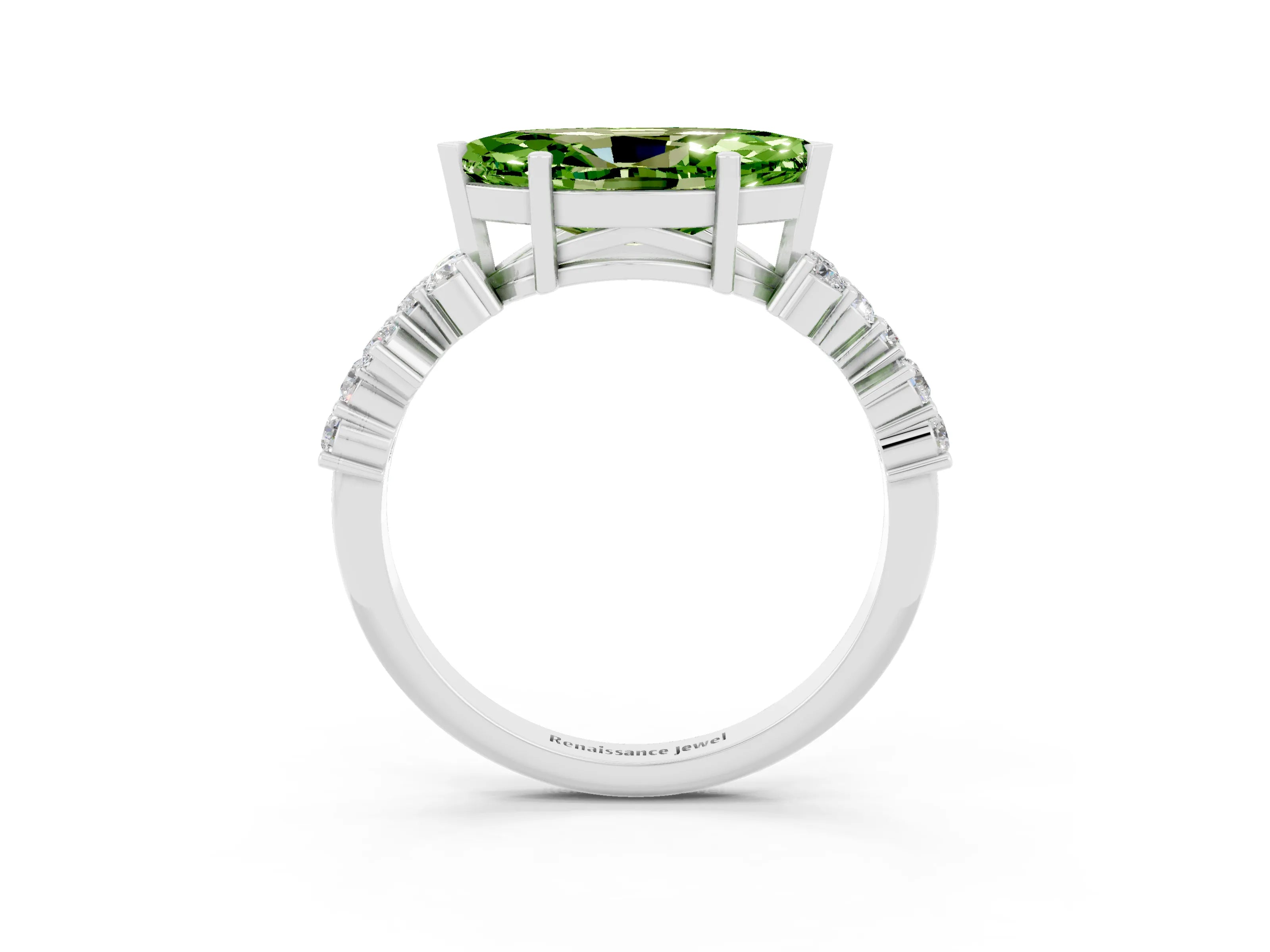 White gold Marquise Cut Diamond Cluster Pavé Band with Four-Prong Setting_3