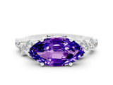 White gold Marquise Cut Diamond Cluster Pavé Band with Four-Prong Setting