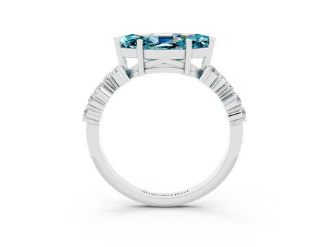 White gold Marquise Cut Diamond Cluster Pavé Band with Four-Prong Setting_3