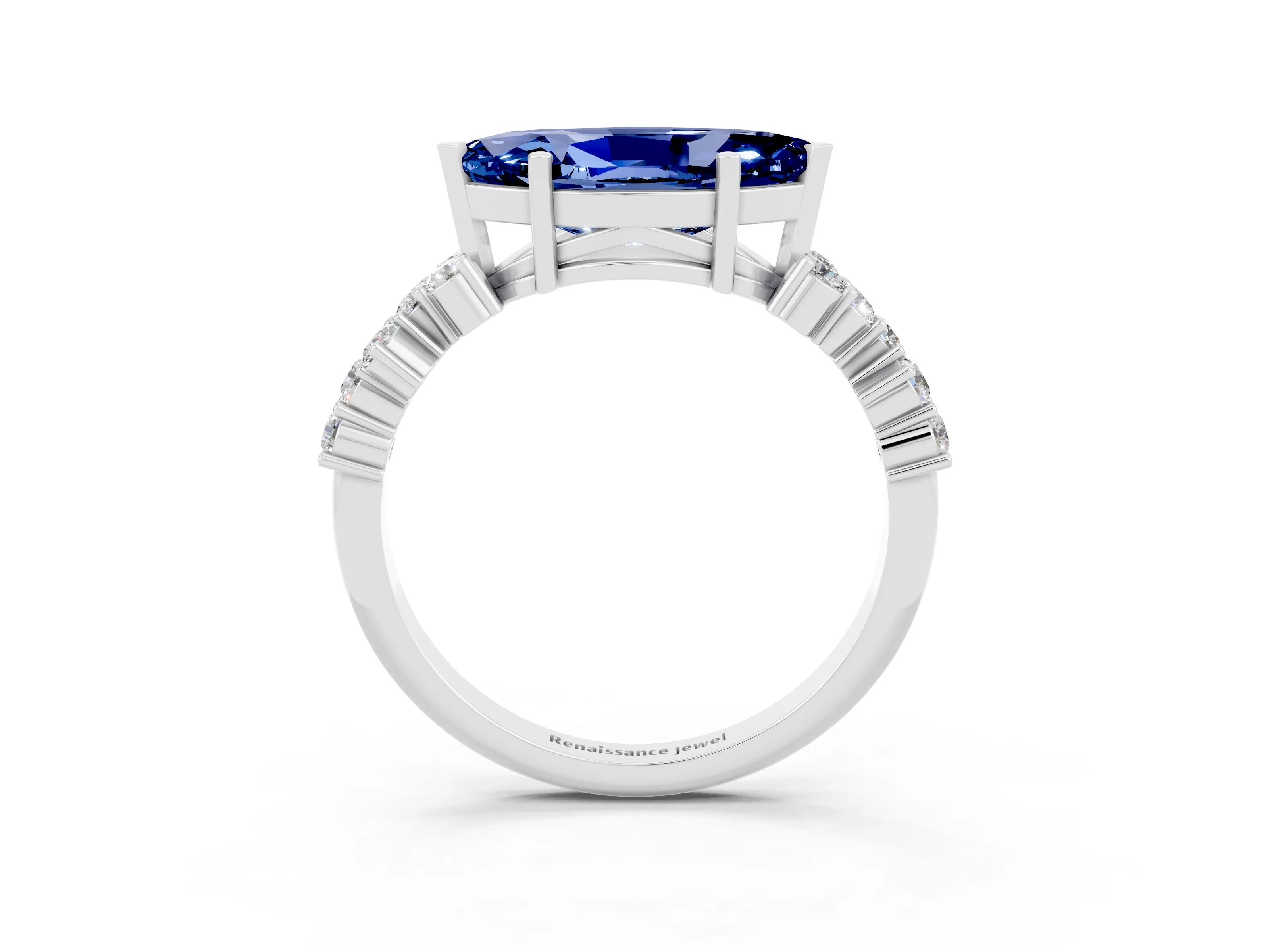 White gold Marquise Cut Diamond Cluster Pavé Band with Four-Prong Setting_3