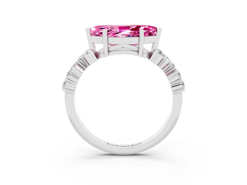 White gold Marquise Cut Diamond Cluster Pavé Band with Four-Prong Setting_3
