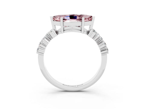 White gold Marquise Cut Diamond Cluster Pavé Band with Four-Prong Setting_3