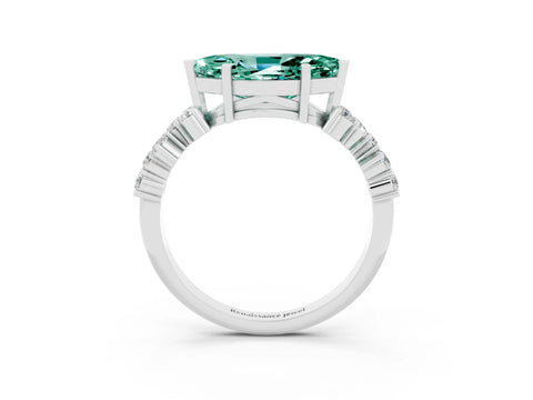 White gold Marquise Cut Diamond Cluster Pavé Band with Four-Prong Setting_3