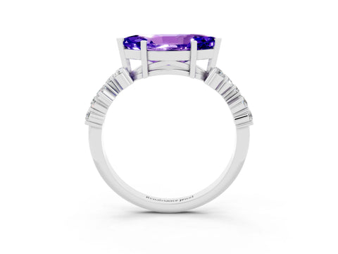 White gold Marquise Cut Diamond Cluster Pavé Band with Four-Prong Setting_3