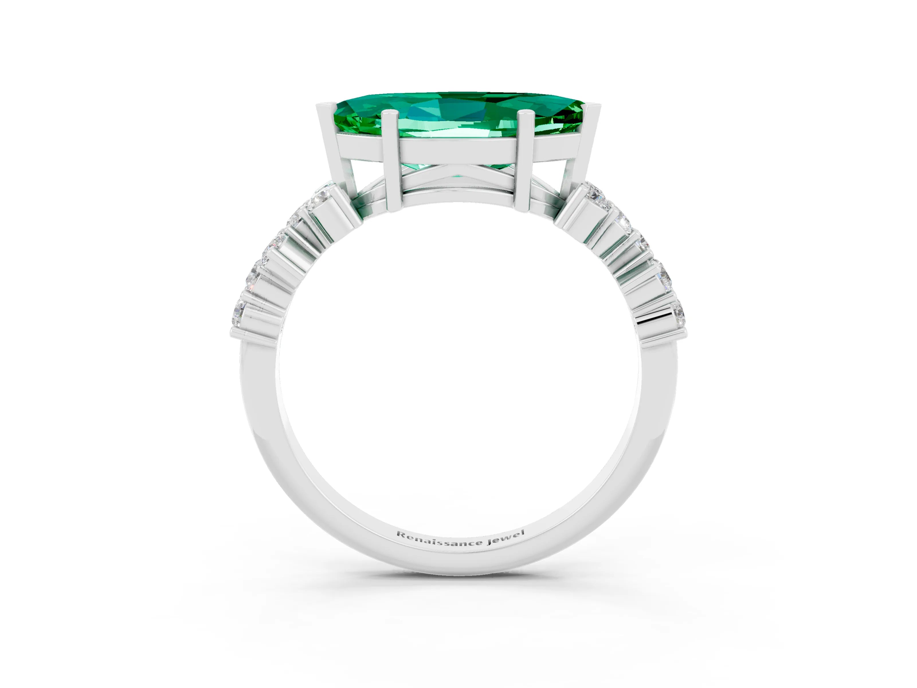 White gold Marquise Cut Diamond Cluster Pavé Band with Four-Prong Setting_3