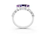 White gold Marquise Cut Diamond Cluster Pavé Band with Four-Prong Setting_3