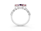 White gold Marquise Cut Diamond Cluster Pavé Band with Four-Prong Setting_3