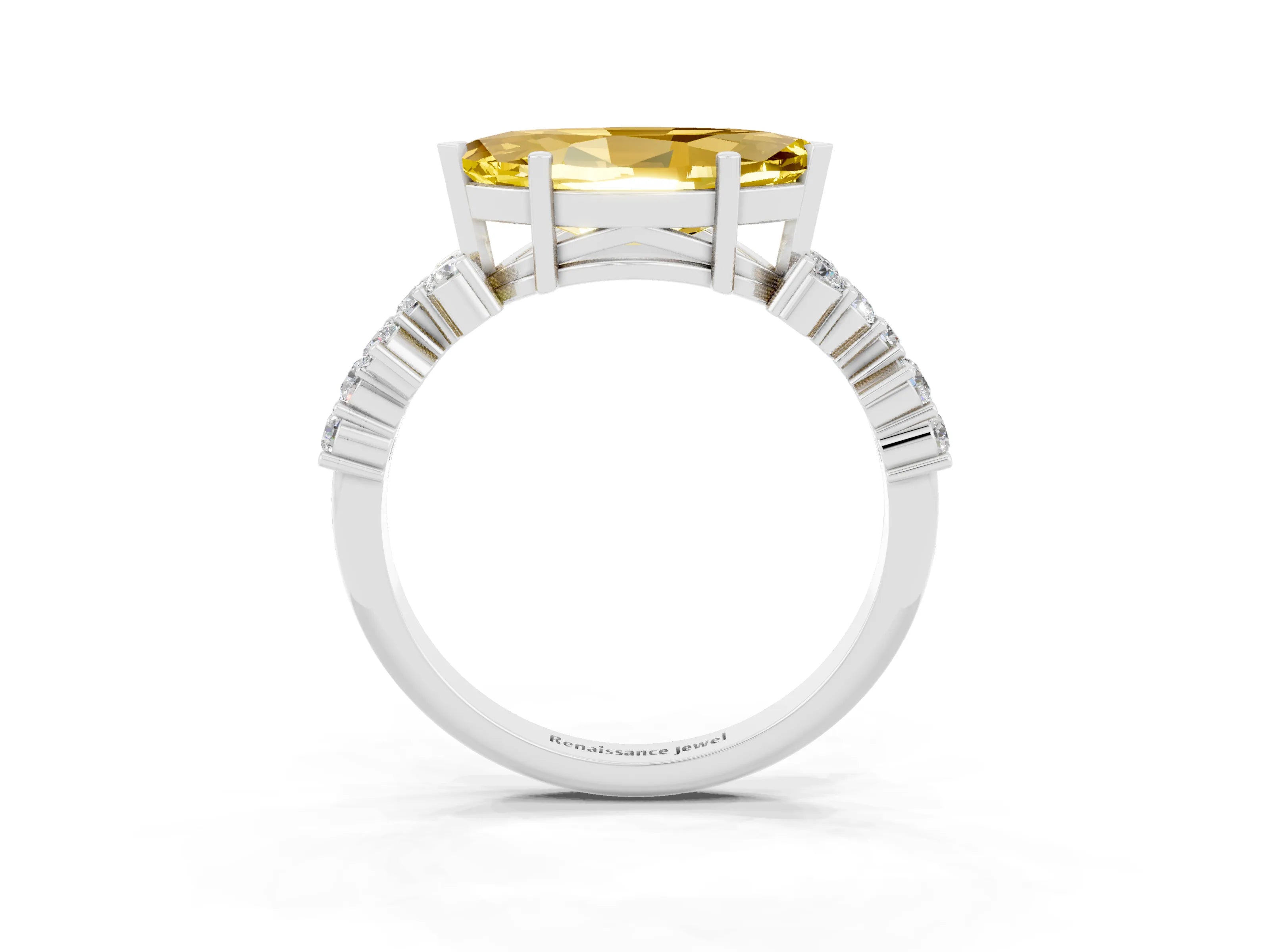 White gold Marquise Cut Diamond Cluster Pavé Band with Four-Prong Setting_3