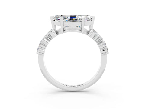 White gold Marquise Cut Diamond Cluster Pavé Band with Four-Prong Setting_3