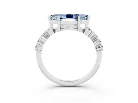 White gold Marquise Cut Diamond Cluster Pavé Band with Four-Prong Setting_3