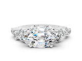 White gold Marquise Cut Diamond Cluster Pavé Band with Four-Prong Setting