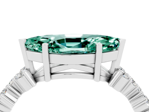 White gold Marquise Cut Diamond Cluster Pavé Band with Four-Prong Setting_4