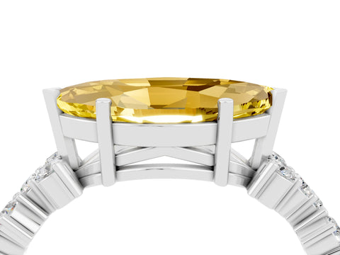 White gold Marquise Cut Diamond Cluster Pavé Band with Four-Prong Setting_4