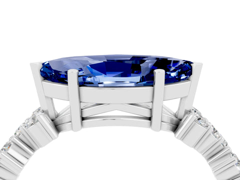 White gold Marquise Cut Diamond Cluster Pavé Band with Four-Prong Setting_4