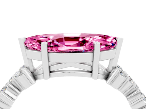 White gold Marquise Cut Diamond Cluster Pavé Band with Four-Prong Setting_4