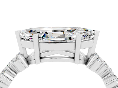 White gold Marquise Cut Diamond Cluster Pavé Band with Four-Prong Setting_4