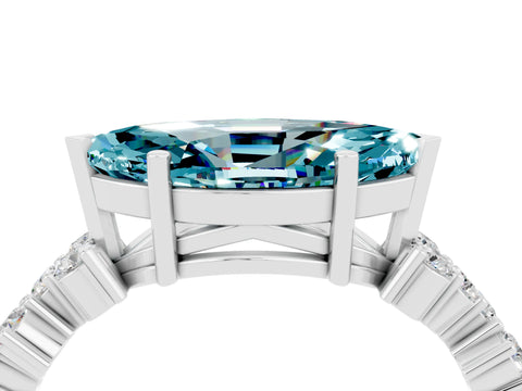 White gold Marquise Cut Diamond Cluster Pavé Band with Four-Prong Setting_4