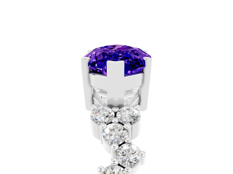 White gold Marquise Cut Diamond Cluster Pavé Band with Four-Prong Setting_5