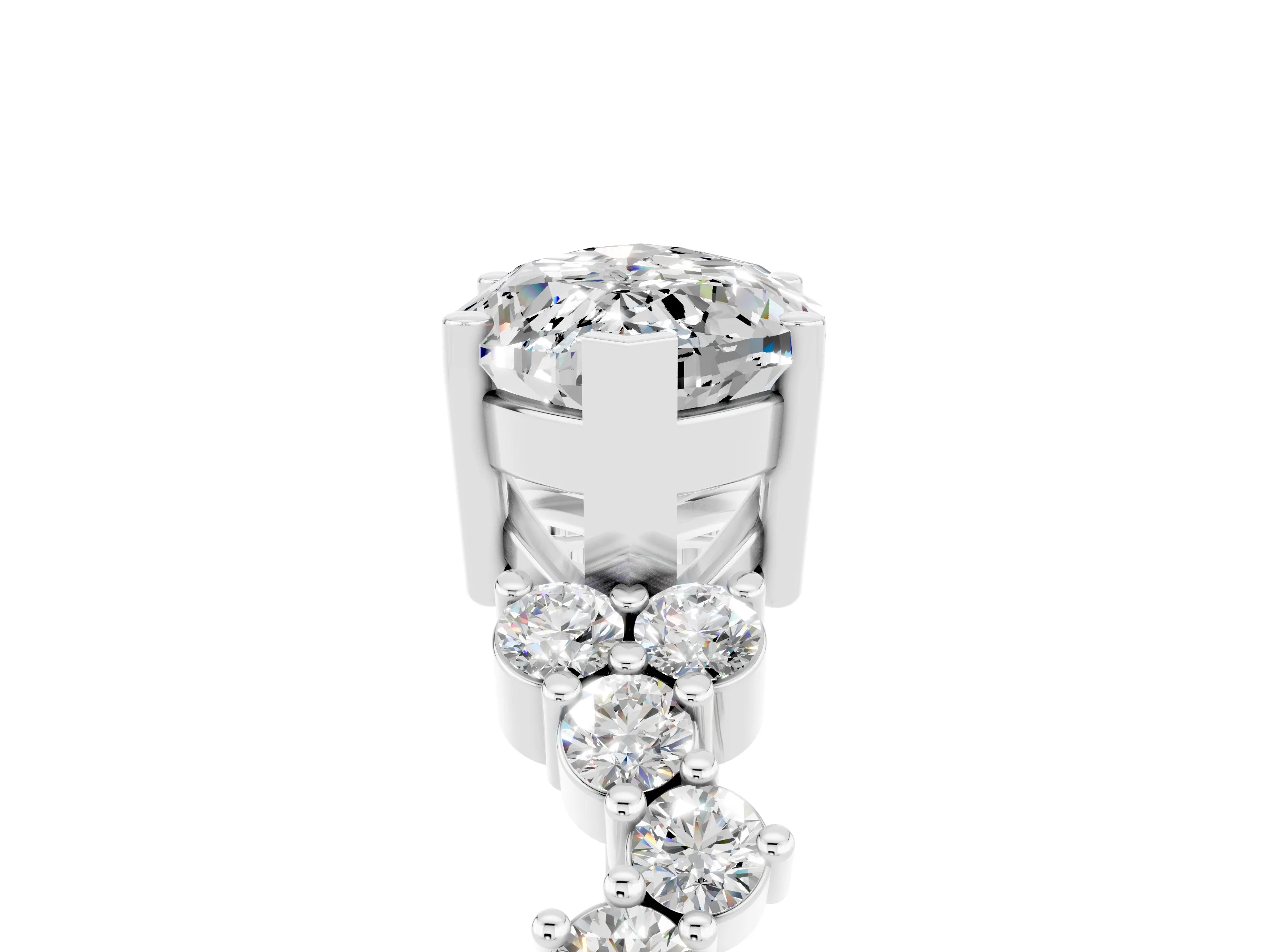 White gold Marquise Cut Diamond Cluster Pavé Band with Four-Prong Setting_5