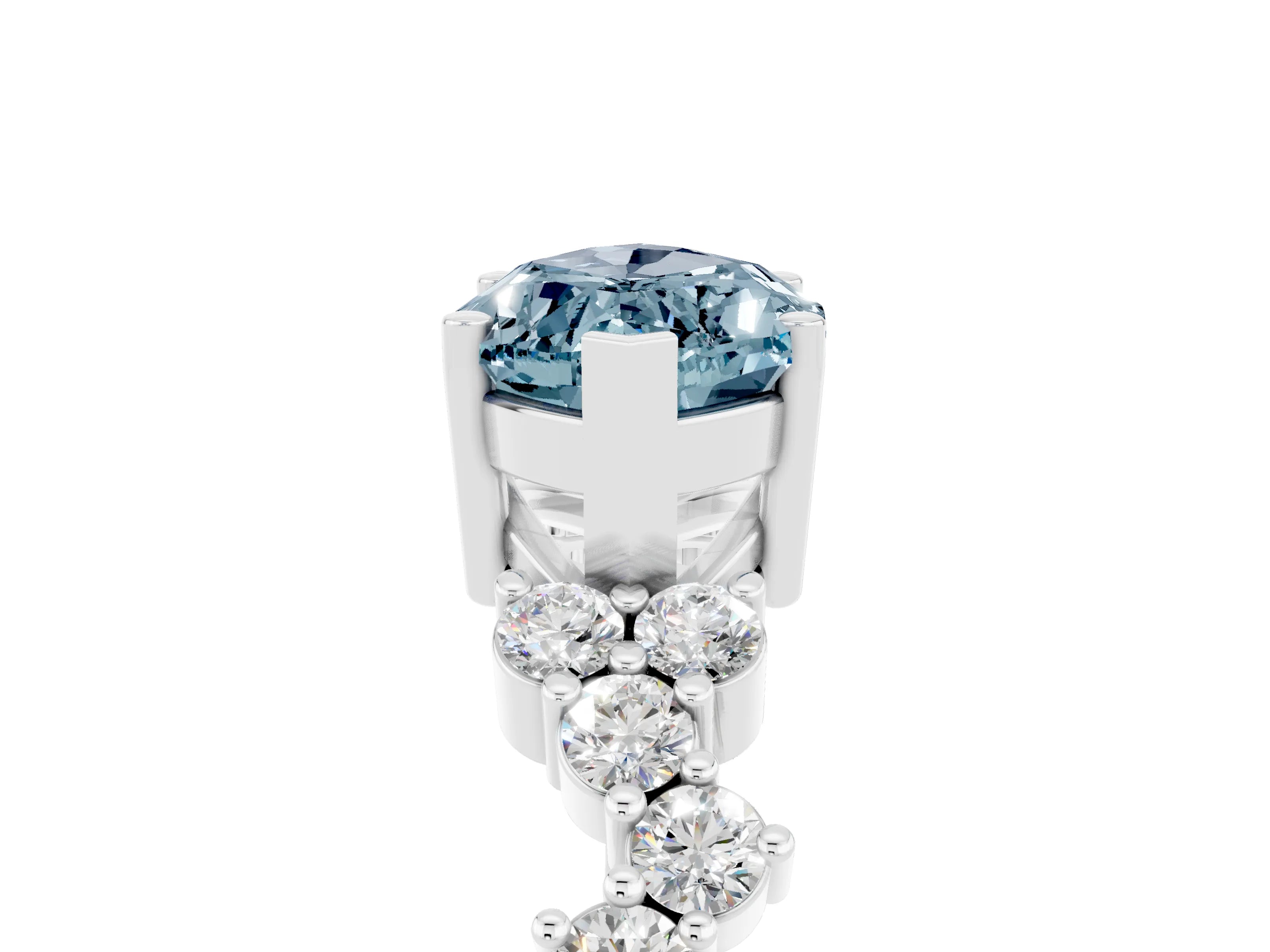 White gold Marquise Cut Diamond Cluster Pavé Band with Four-Prong Setting_5