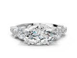 White gold Marquise Cut Diamond Cluster Pavé Band with Four-Prong Setting_9