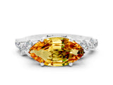White gold Marquise Cut Diamond Cluster Pavé Band with Four-Prong Setting