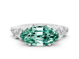White gold Marquise Cut Diamond Cluster Pavé Band with Four-Prong Setting