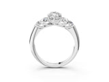 White gold Marquise Cut Diamond Cluster Ring with Round Accent Stones and Prong Setting on a Classic Band_122