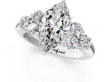White gold Marquise Cut Diamond Cluster Ring with Round Accent Stones and Prong Setting on a Classic Band_132