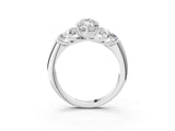 White gold Marquise Cut Diamond Cluster Ring with Round Accent Stones and Prong Setting on a Classic Band_138