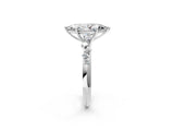 Silver 1.01 Carat F VVS2 Marquise Diamond Cluster Side Stone Solitaire Ring with Prong Setting