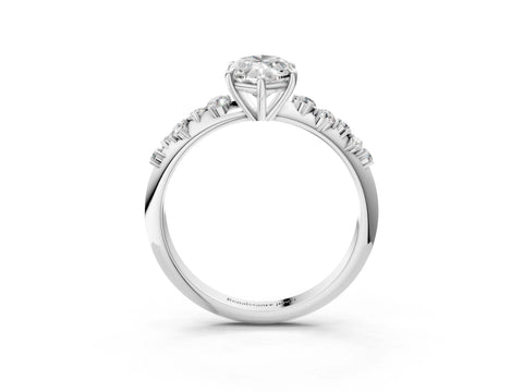 Silver 0.50 Carat D VVS2 Marquise Diamond Cluster Side Stone Solitaire Ring with Prong Setting