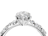 14K White Gold 2.06 Carat E VVS2 Marquise Diamond Cluster Side Stone Solitaire Ring with Prong Setting
