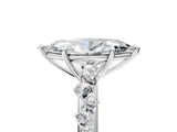 14K White Gold 2.06 Carat E VVS2 Marquise Diamond Cluster Side Stone Solitaire Ring with Prong Setting