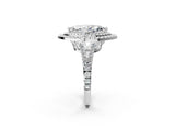 White gold Marquise Cut Diamond Double Halo Ring with Pavé Band and Prong Setting_172